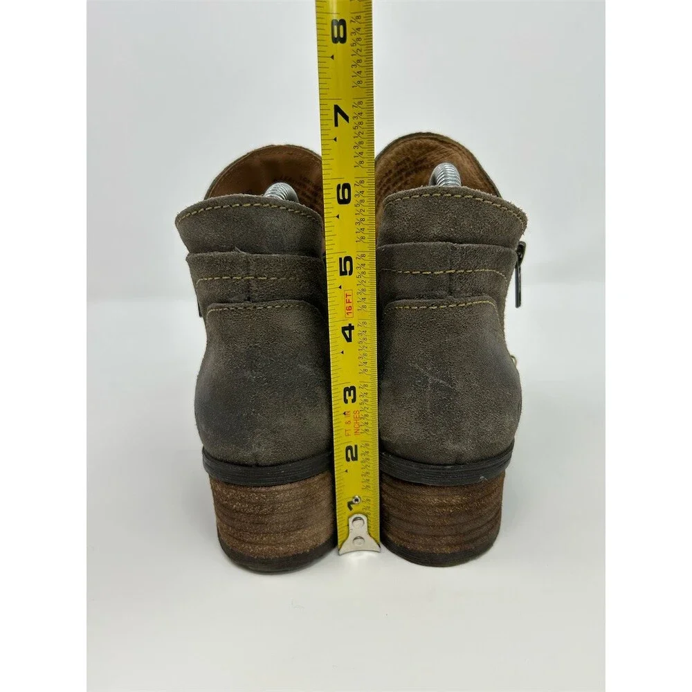 Born Malta II Womens Ankle Booties Taupe Gray Side Zip Block Heel Size 6